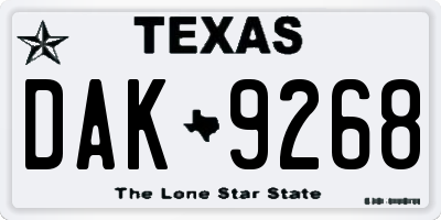 TX license plate DAK9268