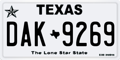 TX license plate DAK9269