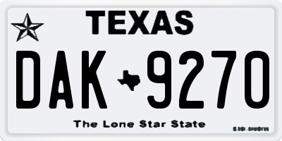 TX license plate DAK9270