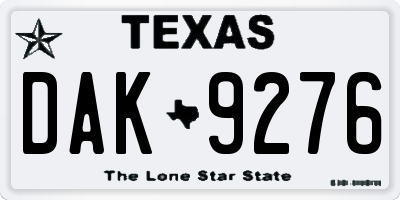 TX license plate DAK9276