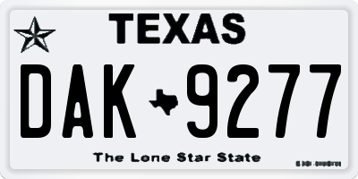 TX license plate DAK9277