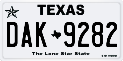 TX license plate DAK9282