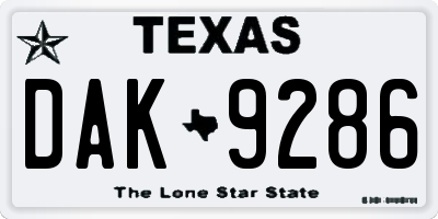 TX license plate DAK9286