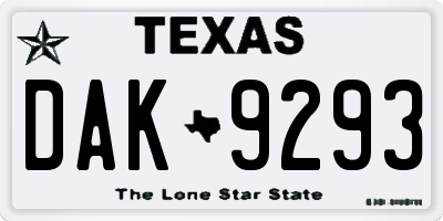 TX license plate DAK9293