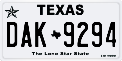 TX license plate DAK9294
