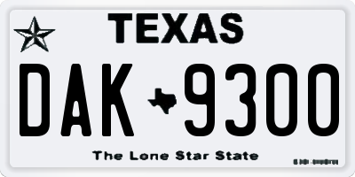TX license plate DAK9300