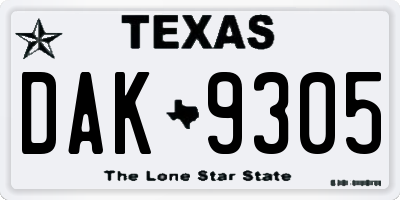 TX license plate DAK9305