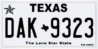 TX license plate DAK9323