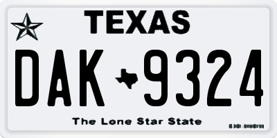 TX license plate DAK9324