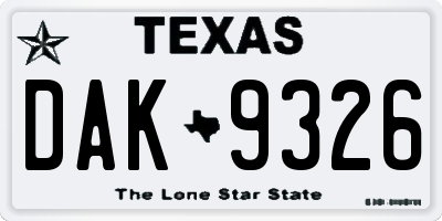 TX license plate DAK9326