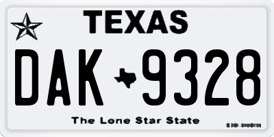 TX license plate DAK9328