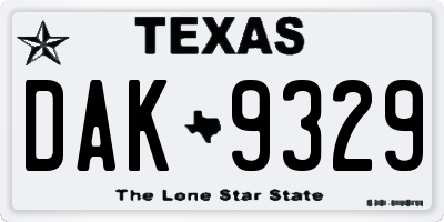 TX license plate DAK9329
