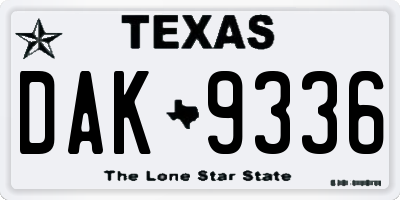 TX license plate DAK9336