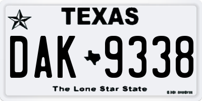 TX license plate DAK9338