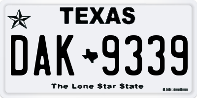 TX license plate DAK9339