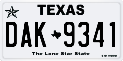 TX license plate DAK9341