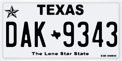 TX license plate DAK9343