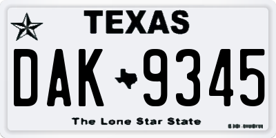 TX license plate DAK9345