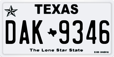 TX license plate DAK9346