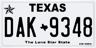 TX license plate DAK9348