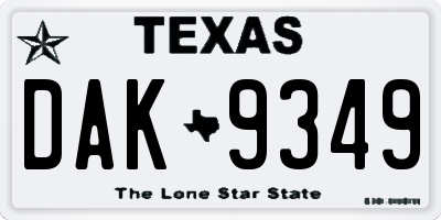 TX license plate DAK9349