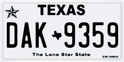 TX license plate DAK9359
