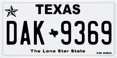TX license plate DAK9369