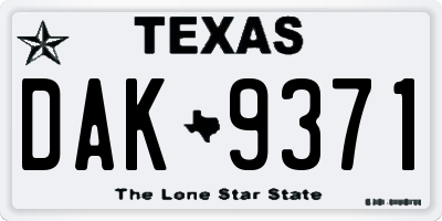 TX license plate DAK9371
