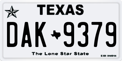 TX license plate DAK9379