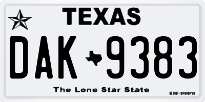 TX license plate DAK9383