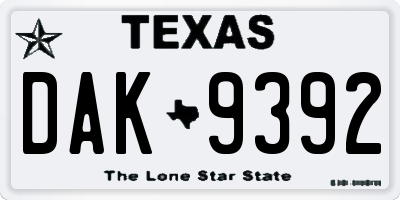 TX license plate DAK9392