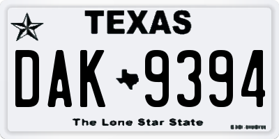 TX license plate DAK9394