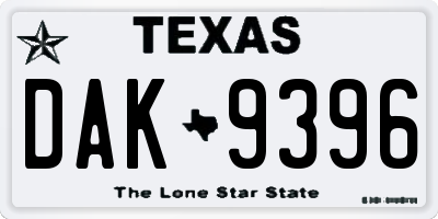TX license plate DAK9396