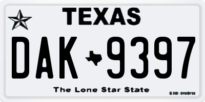 TX license plate DAK9397