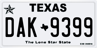 TX license plate DAK9399