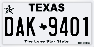 TX license plate DAK9401