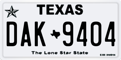 TX license plate DAK9404