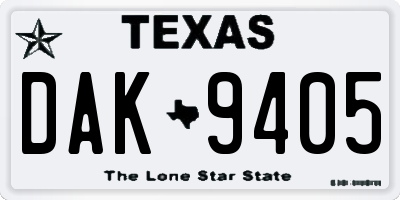 TX license plate DAK9405