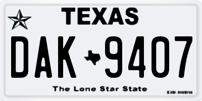 TX license plate DAK9407