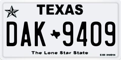 TX license plate DAK9409