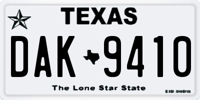 TX license plate DAK9410