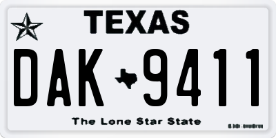 TX license plate DAK9411