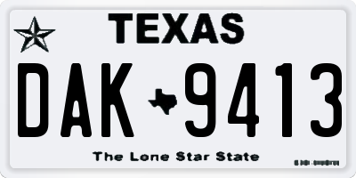 TX license plate DAK9413