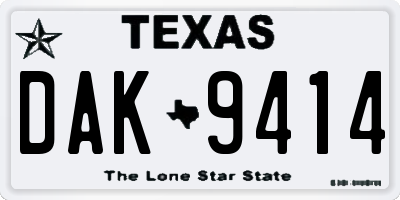 TX license plate DAK9414