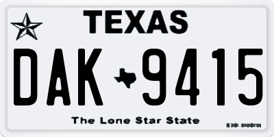 TX license plate DAK9415