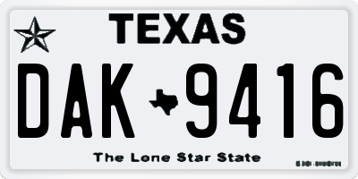 TX license plate DAK9416