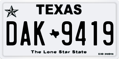 TX license plate DAK9419