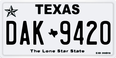 TX license plate DAK9420