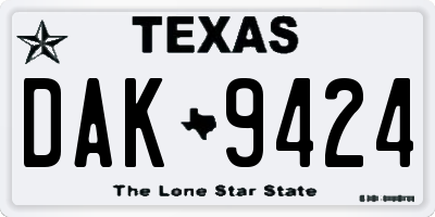 TX license plate DAK9424
