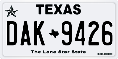 TX license plate DAK9426